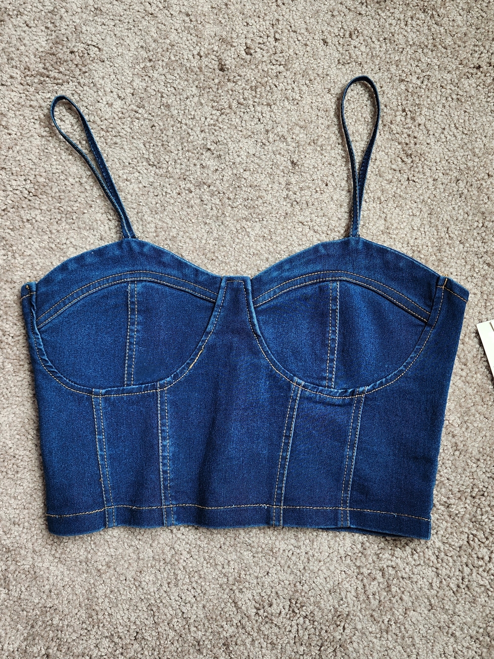 Denim Bustier Crop Top - Blue